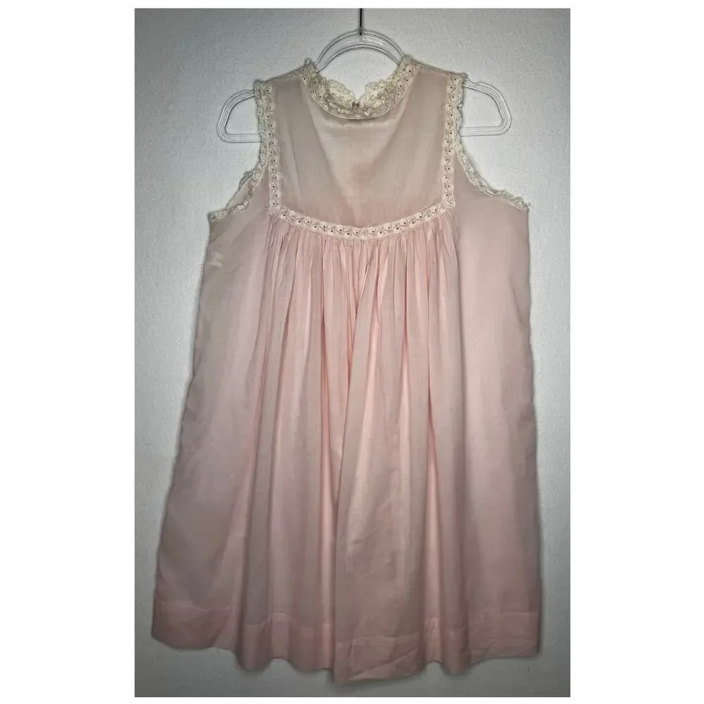 1960s Christian Dior Baby Pink Lace Trim Nightgown Embroidered size medium